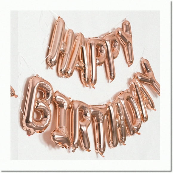 Celebrate in Style with "Gilded Wishes" Rose Gold 16" Mylar F Letters Balloons Banner - Inflatable Birthday Party Decorations for a Happy Birthday Bash!