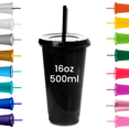 thumbnail image 1 of Vaso Reutilizable De 16oz  Con Tapa Y Popote | Genérico, 1 of 2