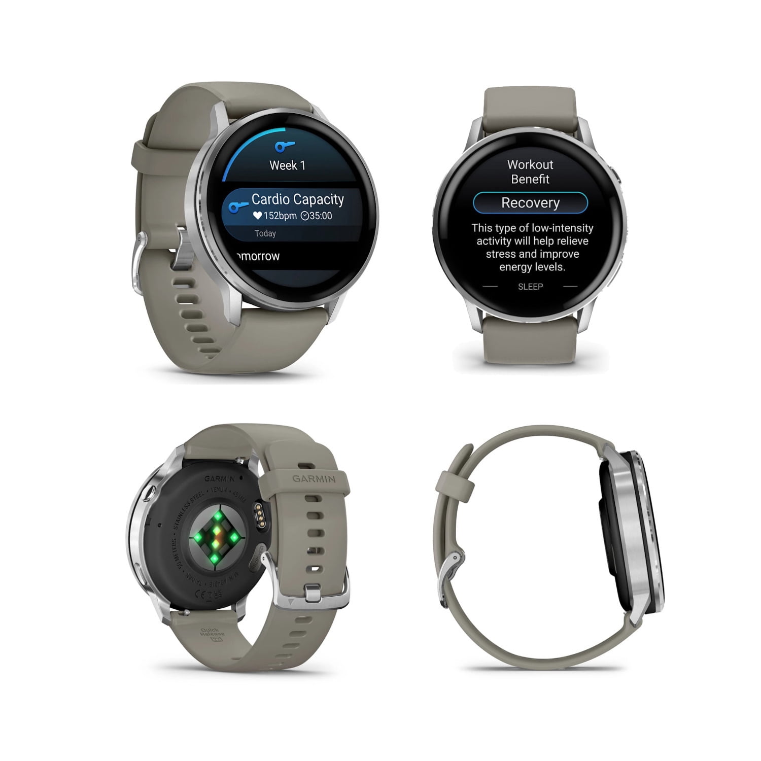 Garmin Venu 4 45mm AMOLED (Silver/Gray) GPS Smartwatch Bundle with Wireless Earbuds (2 Items)