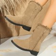 thumbnail image 5 of Wensltd Suede Boots for Women Wide Calf Retro Style Non-Slip Sole Everyday Wear Flat Booties, 5 of 9