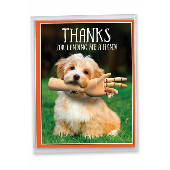 NobleWorks Jumbo Funny Thank You Greeting Card 8.5 x 11 Inch with Envelope (1 Pack) Large Jumbo Lending A Hand J6877TYG