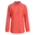 thumbnail image 6 of qolati Womens Button Down Shirts Classic Fit Striped Long Sleeve Collared Tops Dressy Casual Office Work Tunic Blouses, 6 of 7