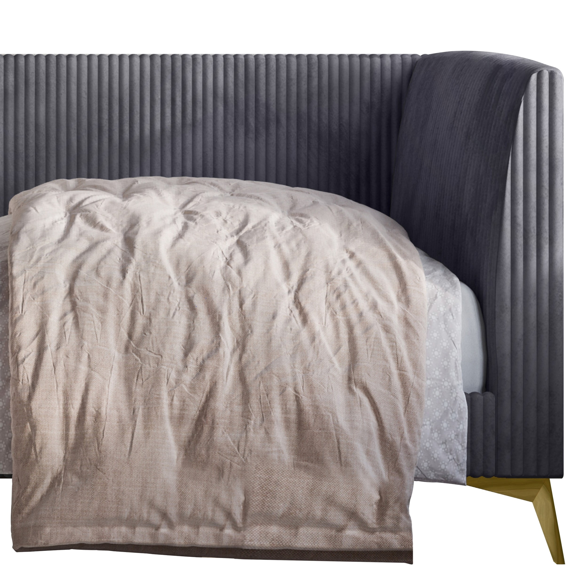 Home Design Elsie Twin Daybed with Corduroy Velvet Upholstery, Vertically Stitched Tufting, Stylish and Versatile Seating or Sleeping Solution, Gray