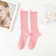 thumbnail image 3 of Socks Women Beggar Shabby Ripped Hole Socks Ribbed Knit Fluorescent Solid Color Skateboard Tube Hosiery Compression Socks for Women Pink One Size, 3 of 4