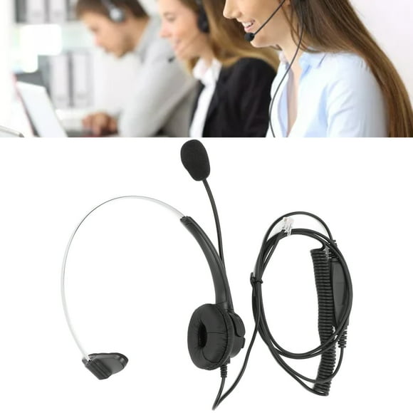 Auriculares Telefónicos, Conector RJ9 Negro Mono Auriculares Profesionales De Servicio Al Cliente Plug And Play Para Servicio Al Cliente Para Centros De Llamadas