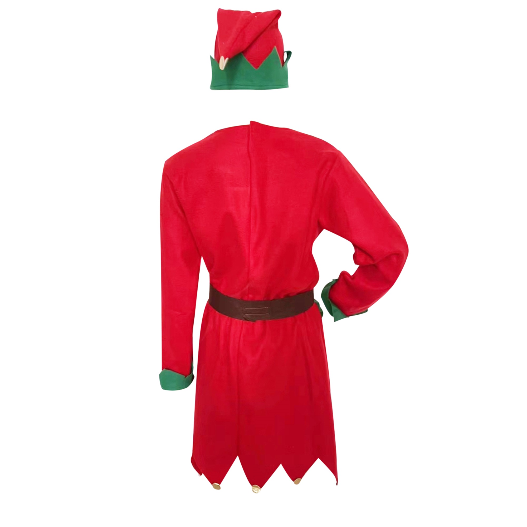 Douhoow Women Christmas Elf Girl Costume, Long Sleeve Dress+Hat+Shoes+Striped Stockings - image 3 of 9