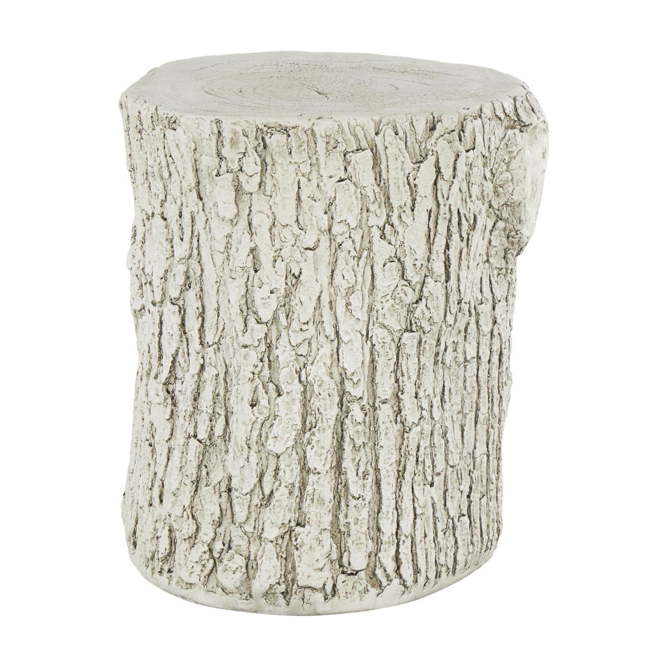 DecMode Magnesium Oxide Squirrel Tree Trunk Garden Stool with Brown Accents, White