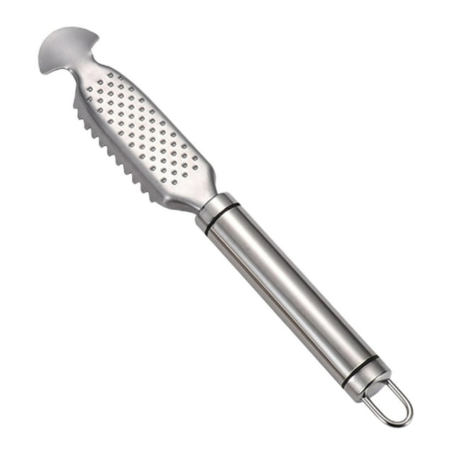 Luzkey Fishes Scale Scraping Tool Descaler Tool, Comfortable Handle, Seafood Tools, Manual Stainless Steel Fishes Scale Remover for Home Double wire handle