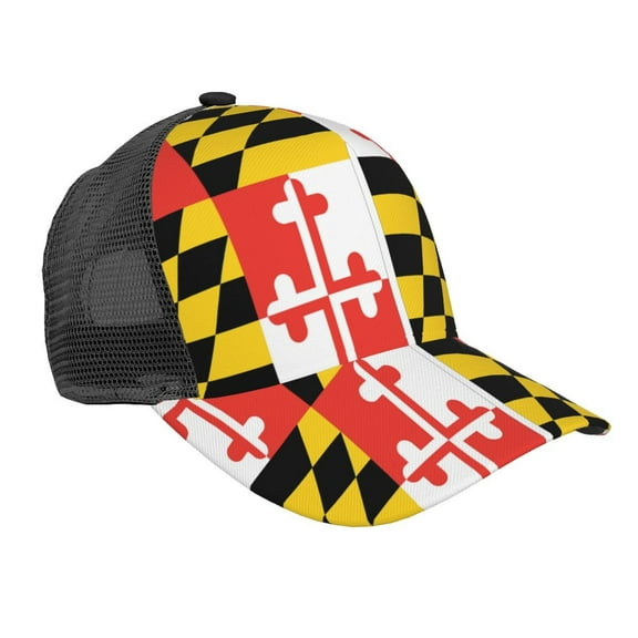 Curved Trucker Hat Maryland Flag Adjustable Mesh Back Baseball Snapback Cap For Men