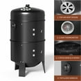 thumbnail image 2 of KingChii 3 in 1 Vertical Charcoal Smoker Grill BBQ Smoker for Outdoor, Patio Backyard Camping, Black, 2 of 11