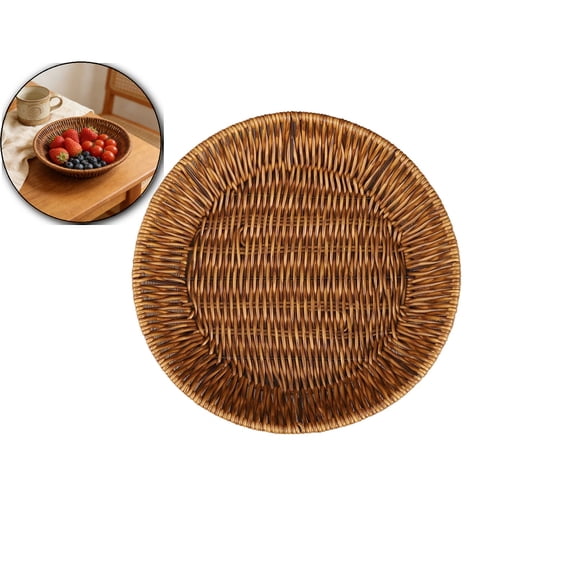 Fruit Basket Imitation Wicker Bread Basket, Woven Tabletop Food Fruit Vegetables Serving, Restaurant Serving Basket