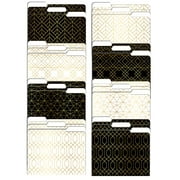 Decorative File Folders, 24 Pack, 8 Designs (4 Black & 4 White) Heavyweight, Letter Size (9.5" x 11.5") with 1/3 Cut Tab, Geometric Gold Foil Designs, Fashion Folders by Better Office Products