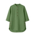 thumbnail image 5 of VBVC Women's 3/4 Sleeve Henley Blouses , Ladies' Mandarin Collar Half Button Shirts , Casual Loose Fit Tunic Tops For Women, S-2XL, 5 of 9