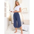 thumbnail image 3 of DARING DIVA Women's Yoga Cropped Casual Pants with Pockets M Navy, 3 of 7