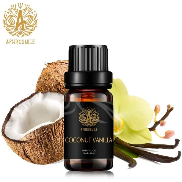 axGear Huile essentielle de vanille de noix de coco pour humidificateur,  huile parfumée de vanille de noix de coco de qualité thérapeutique 