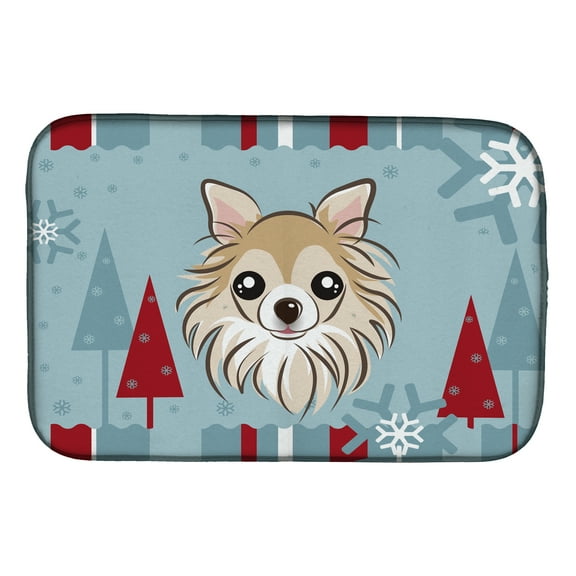Winter Holiday Chihuahua Dish Drying Mat