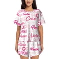 thumbnail image 1 of Fotbe Breast Cancer Pink Ribbons Awareness (2) Conjunto de Pijama Estampado para Mujer, 2 Piezas, Ropa de Dormir con Camiseta de Manga Corta y Shorts Suaves-4X-Large, 1 of 6