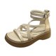 thumbnail image 4 of Sandalias de moda Yinane PU con cremallera en la espalda beige 35, 4 of 8