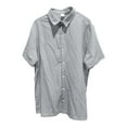 thumbnail image 5 of JFHHQ Men's Short Sleeve Casual Button Down Solid Shirt Relaxed Comfort Holiday Beach Wear top Gray XL, 5 of 5