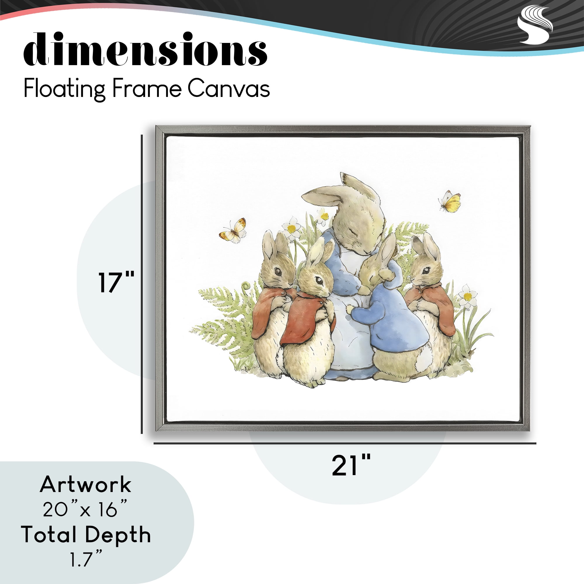 Stupell Industries Hugging Mother Rabbit Gray Framed Floater Canvas Wall Art, design by Arlington Prints