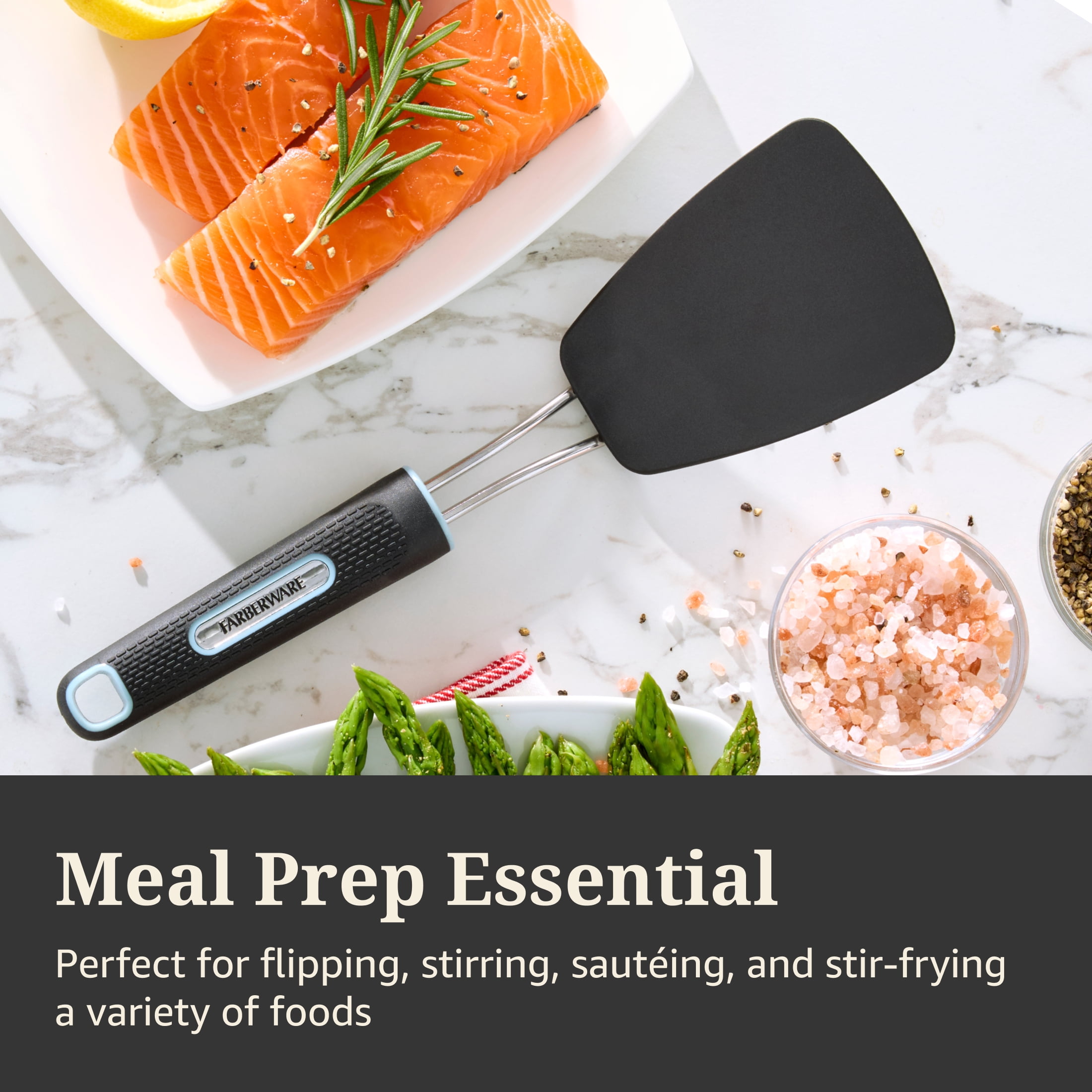 Farberware Soft Grips Flex Turner Kitchen Spatula, Black with Slate Accents