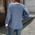 thumbnail image 4 of Waffle Knit Button Up Blouse for Women V-Neck 3/4 Sleeve Top in Relaxed Tunic Fit Textured Fabric for Everyday Fall Spring Wear, 4 of 7