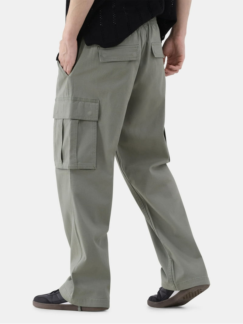 No Boundaries Men's Washed Cargo Pants XS to 5XL with Drawcord Hem