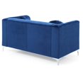 thumbnail image 5 of Maklaine Velvet Loveseat in Navy Blue with Chrome Legs and Nailheads, 5 of 5