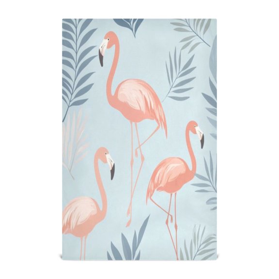 WOBOGO Flamingo Pattern with Tropical Leaves Kitchen Towel 1 Piece Large Cotton Dishcloth Premium Absorbency Set with Hanging Loop