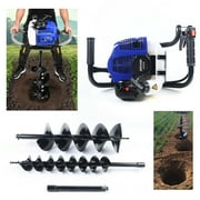 52CC 2 Stroke Auger Post Hole Digger Gas Powered + 4" 8"Auger Bits 1.7W/8500rpm