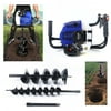 1.7KW 52CC Gas Powered Earth Auger Post Hole Digger Borer Fence Ground Drill with Bits 2-Stroke Air-Cooled