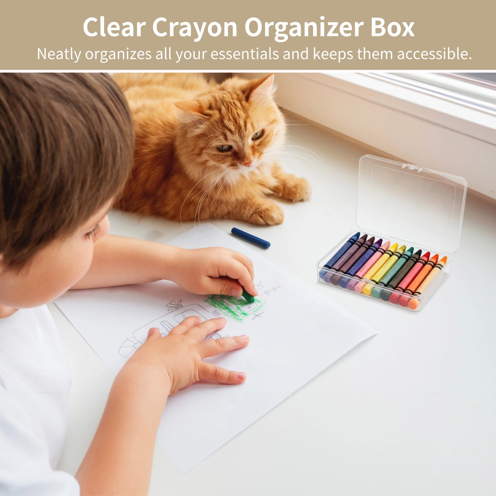 48 Pcs Plastic Crayon Boxes, Clear Plastic Storage Boxes with Lids, 2 Sizes Small Organizer Containers, Rectangular PP Cases for Crayons, Beads, Sewing Accessories, Jewelry