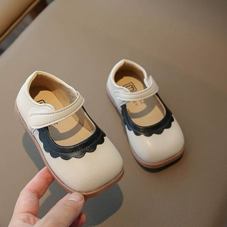 Cethrio Dress Shoes for Girls  School Gifts Flats Birthday Uniform Shoes Beige Size 11 Little Kids