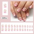 thumbnail image 2 of Press On Nails RUPOFUZA Nude Pink con flores blancas, 24 unidades, 2 of 8