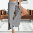 thumbnail image 2 of Cotton Basic Casual Pants Asymmetrical Women Simple Pants Side Slit Daily Outfit, 2 of 7
