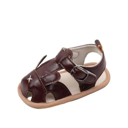 Meresysid Infant Kids Newborn Toddler Summer New Baby Everything Casual Breathable Cute Rubber Soles Non-slip Soft Soles Baby Sandals Shoes Brown