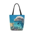 thumbnail image 2 of ASHLEIGH Dolphin Sea Turtle Underwater Canvas Tote Bag Shoulder Handbag Grocery Bag for School Shopping Travel, 2 of 3