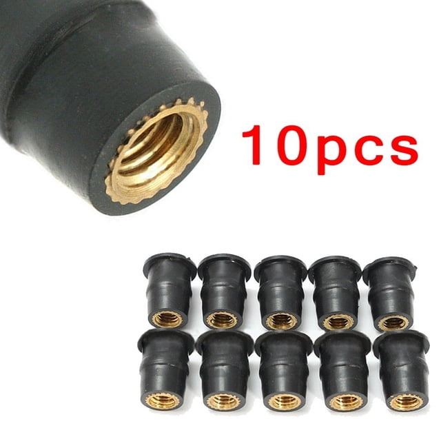 10Pcs M5 Rubber Nuts Motorcycle Windscreen Bolts Screws Nut Fastener