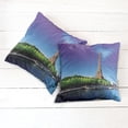 thumbnail image 2 of Ambesonne Eiffel Tower Throw Pillow Cover 2 Pack, Eiffel at Sunrise, 18", Navy Blue Green Cream, 2 of 6
