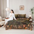 thumbnail image 4 of Castle Fairy Jungle Deer Queen Bedding 7pcs,Rustic Autumn Leaves Bedding Comforter Set Queen,Brown Olive Orange,Black Reversible, 4 of 7