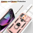 thumbnail image 3 of Phone Case for Moto G Stylus 5G 2021 Case, Motorola G Stylus 5G Phone Case with Slide Camera Cover & Screen Protector (2Pcs), 360°Rotation Ring Kickstand for Motorola Moto G Stylus 5G 2021, Rose Gold, 3 of 8