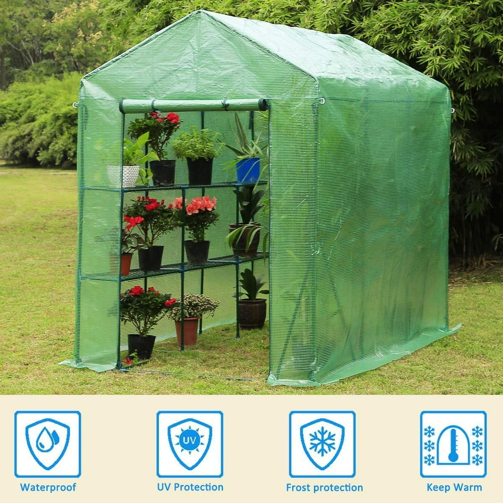Erommy 84"x 56" x 77" Green Mini Walkin Greenhouse,Indoor Outdoor