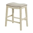 thumbnail image 5 of Pemberly Row Saddle Stool Beige Fabric & Antique White Base & Nailheads 2 Pack, 5 of 6