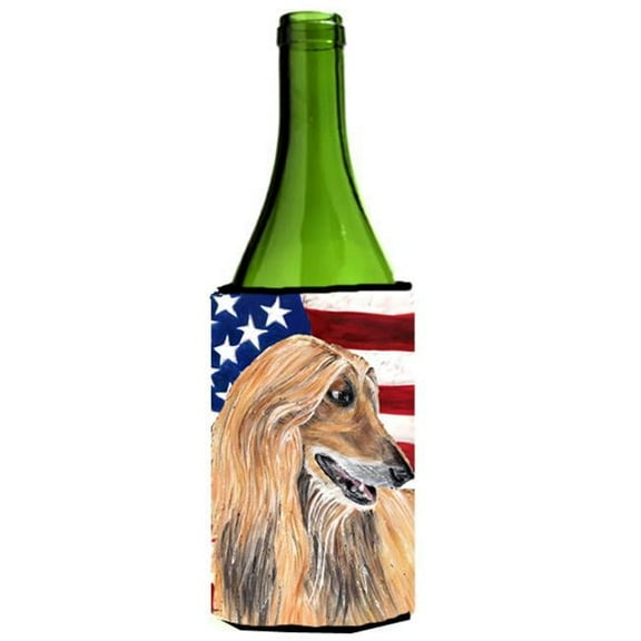 Afghan Hound USA Patriotic American Flag Wine bottle sleeve Hugger - 24 Oz.