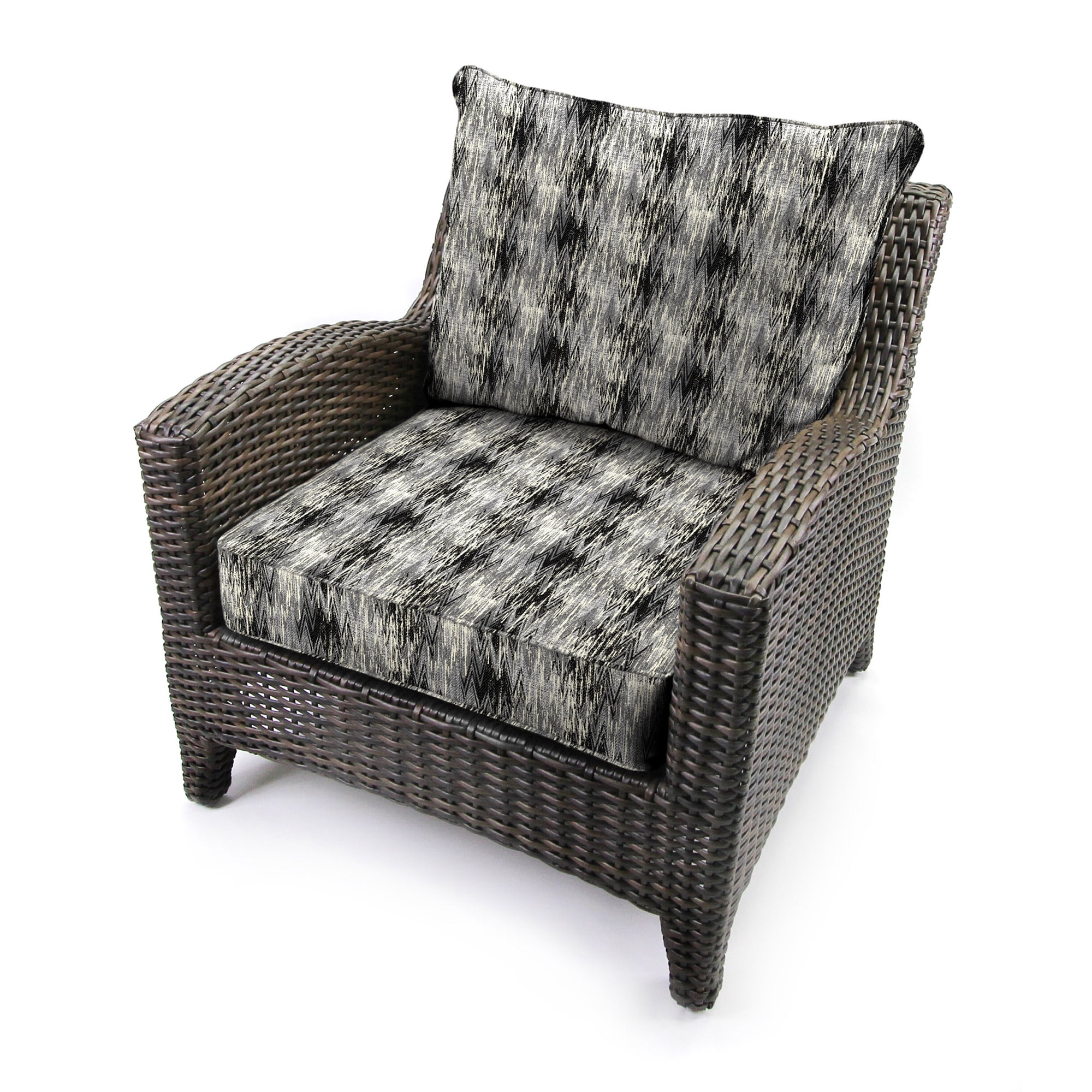 Jordan Manufacturing 46.5" x 24" Bentoga Gunstock Gray Abstract Rectangular Outdoor Deep Seat Chair Cushion Set with Welt