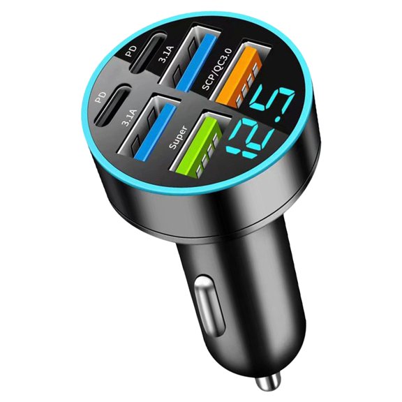 Jesscasday Total 66W QC3.0 Intelligent Car Charger Multi Port Rapid Car Charging Solution Car Fast Charging Adapter with LED Light