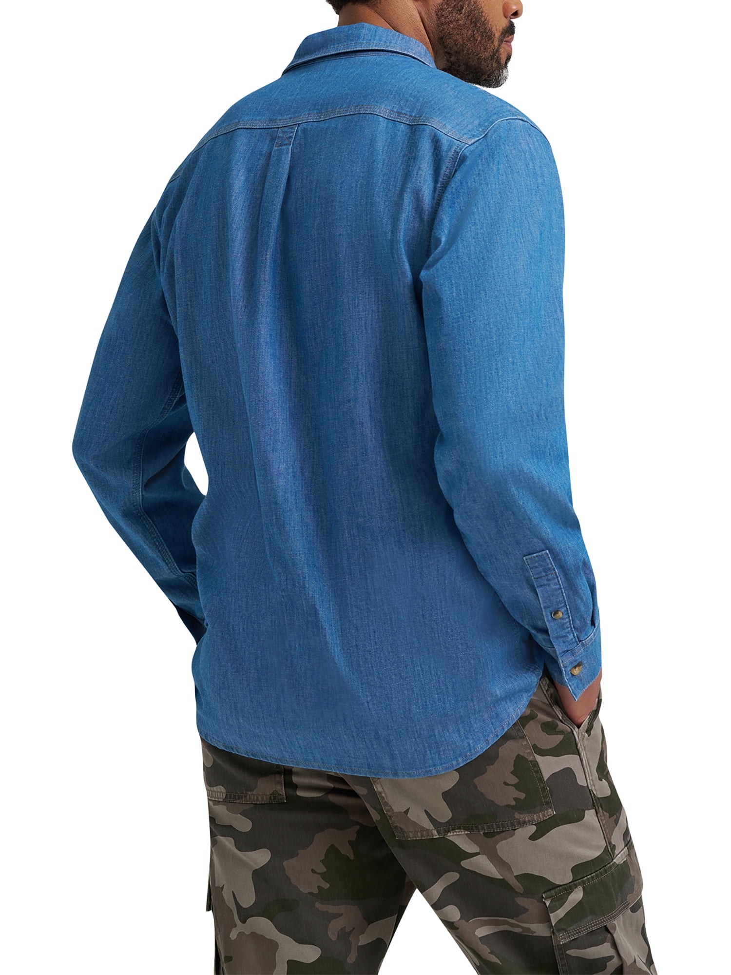 Wrangler® Men's and Big Men's Relaxed Fit Long Sleeve Woven Shirt, S-5XL