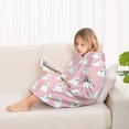 thumbnail image 4 of Pink Halloween Ghosts Blanket Hoodies for Kids 6-13YR Oversize Wearable Blanket Hoodies for Boys Girls Teens, 4 of 7
