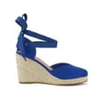 thumbnail image 3 of BLISSFUL STEP Chaussures pour Femmes Sandales Espadrilles à Talon Compensé Haut Bout Rond Bleu Royal 7,5, 3 of 7