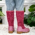 thumbnail image 6 of XIMIN Kids Girls Sparkly Glitter Knee Length Boots Western Cowboy Fashion Sequins Riding Shoes with Side Zipper Party Birthday Dance Shoes (11-11.5 Years, Hot Pink), 6 of 6